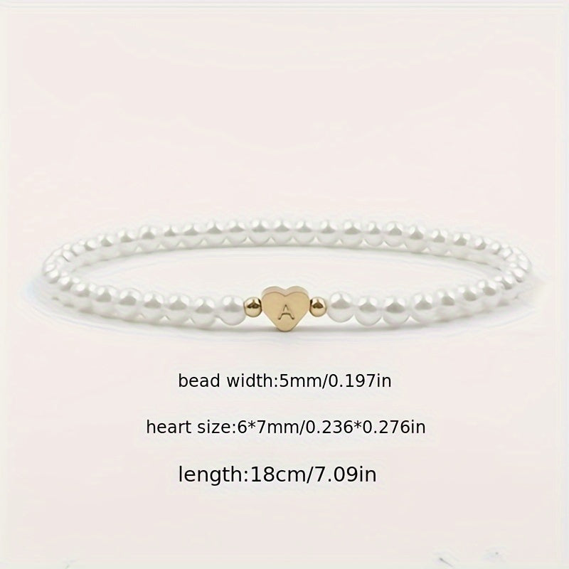 Chic Bracelet with Heart Initial A to Z