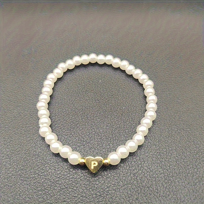 Chic Bracelet with Heart Initial A to Z