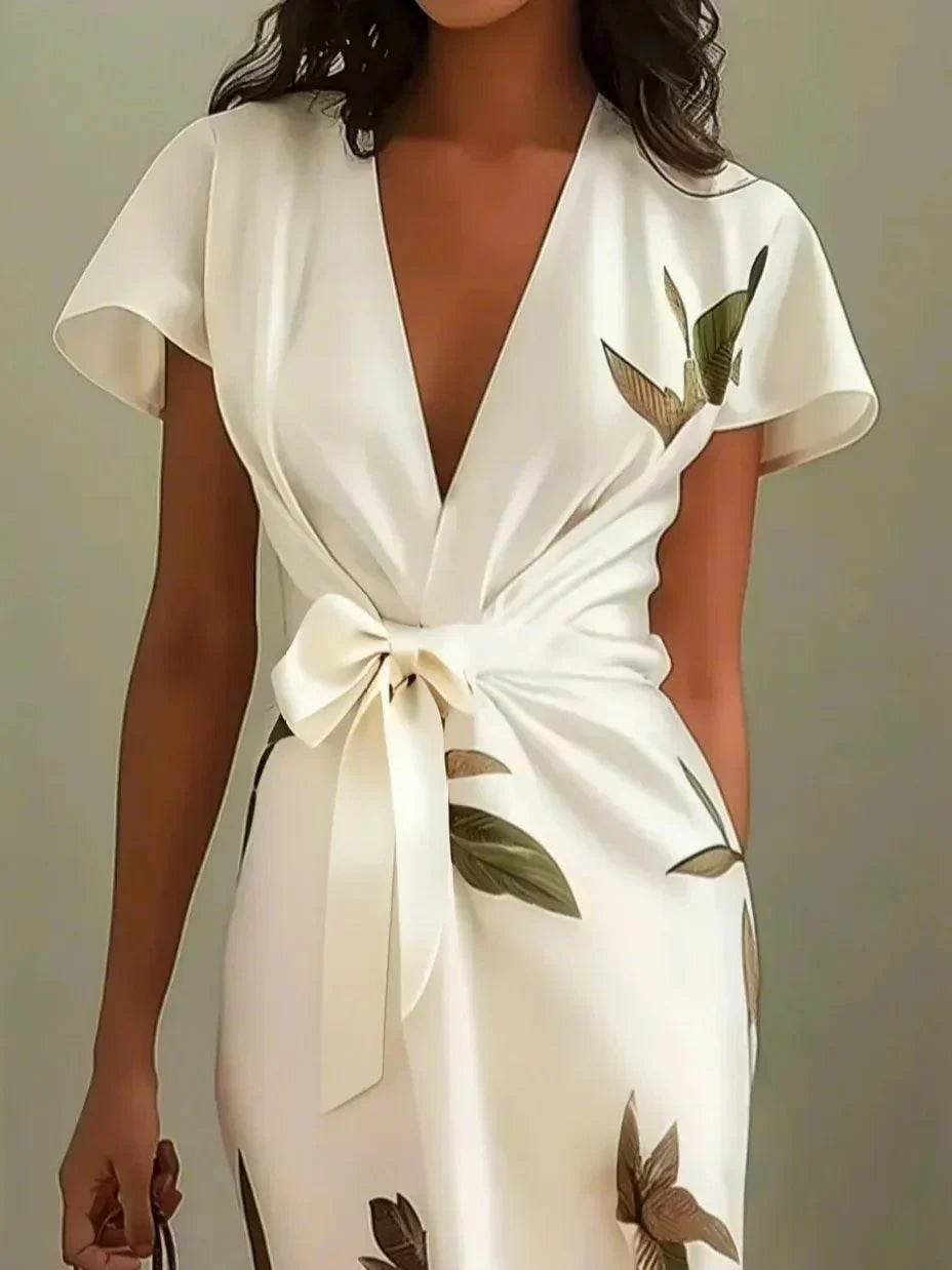 Elegant Wrap Dress with Floral Pattern