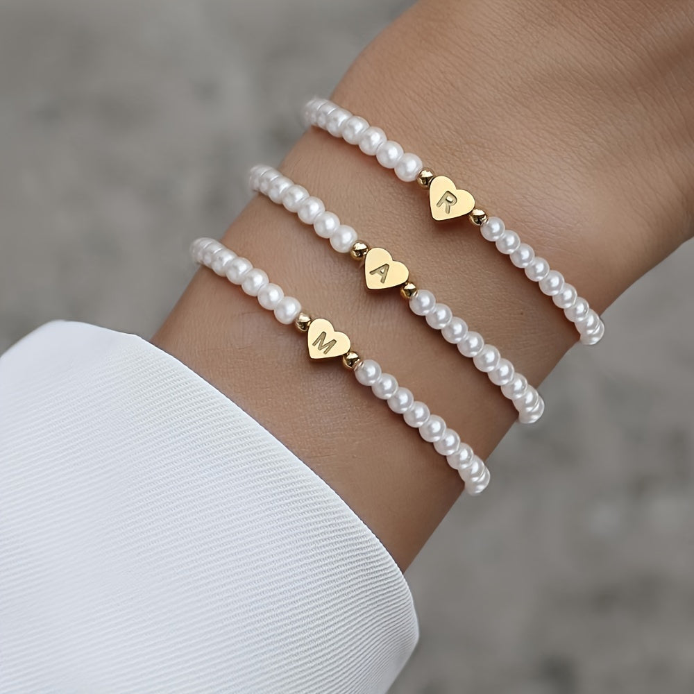 Chic Bracelet with Heart Initial A to Z