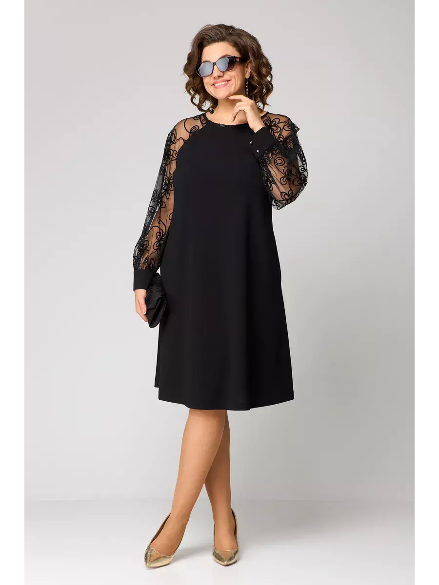 Elegant Dress with Lace Sleeves - Lidia