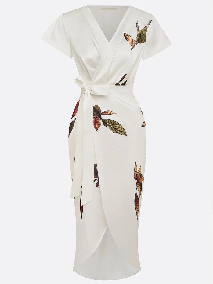Elegant Wrap Dress with Floral Pattern