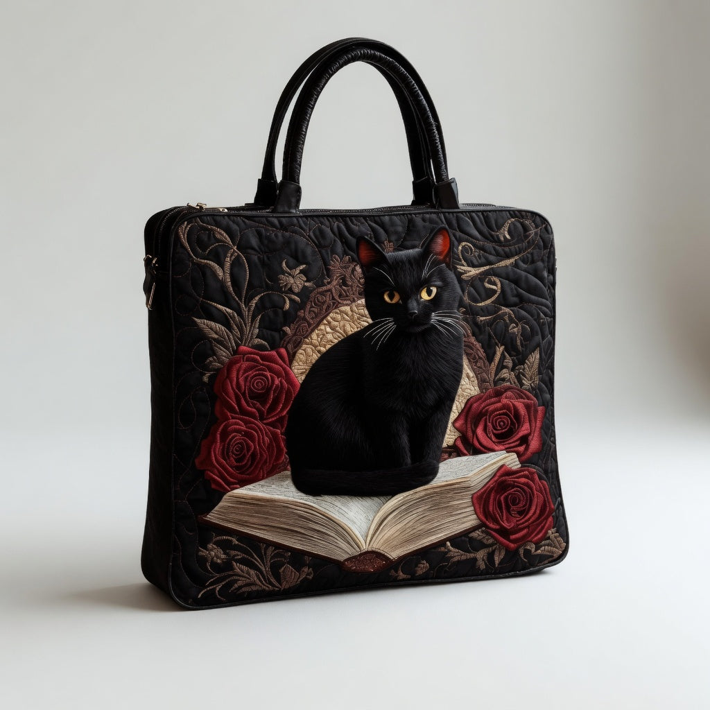 Artisan Tote Bag Black Cat on Books - Style 2