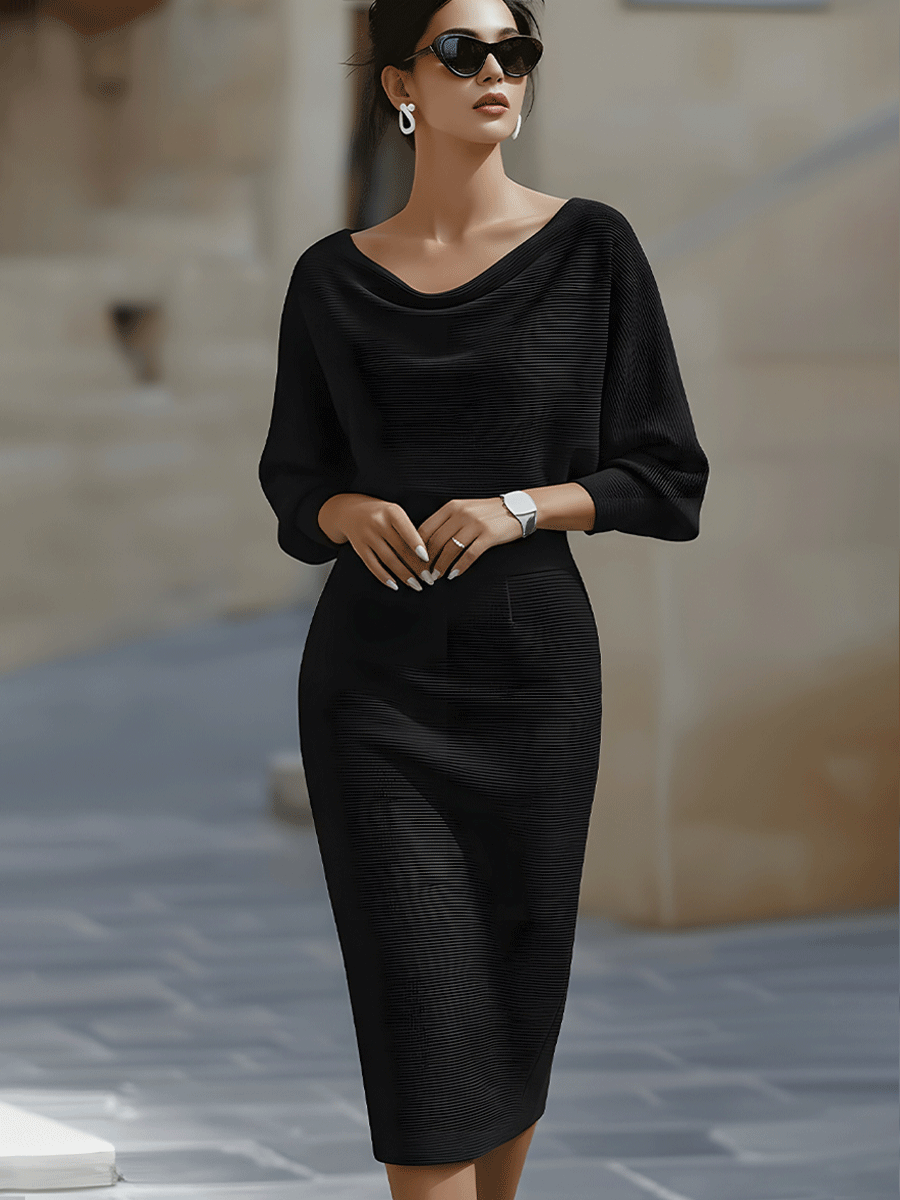 Elegant Timeless Draped Midi Dress