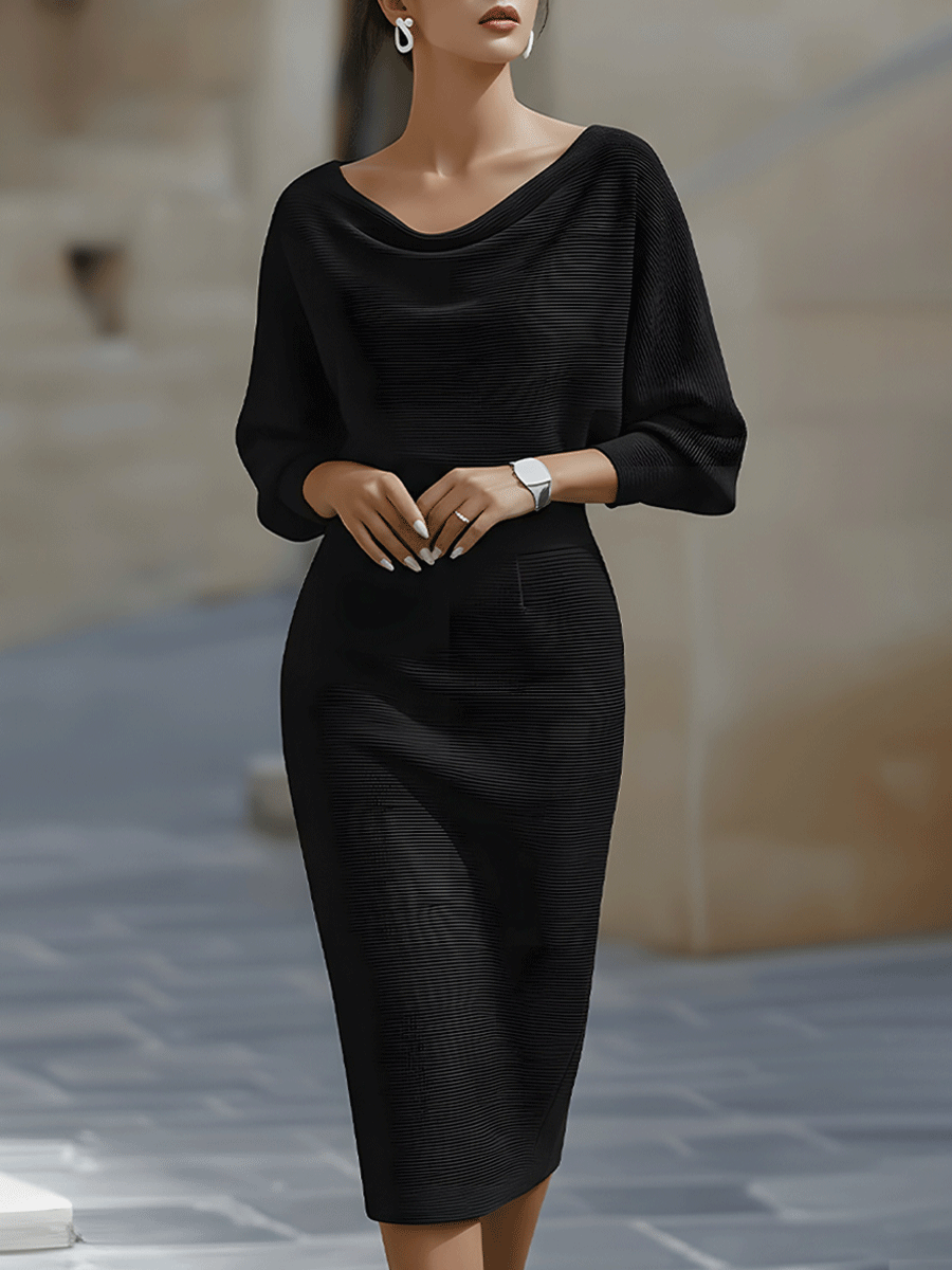 Elegant Timeless Draped Midi Dress