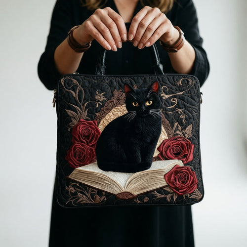 Artisan Tote Bag Black Cat on Books - Style 2
