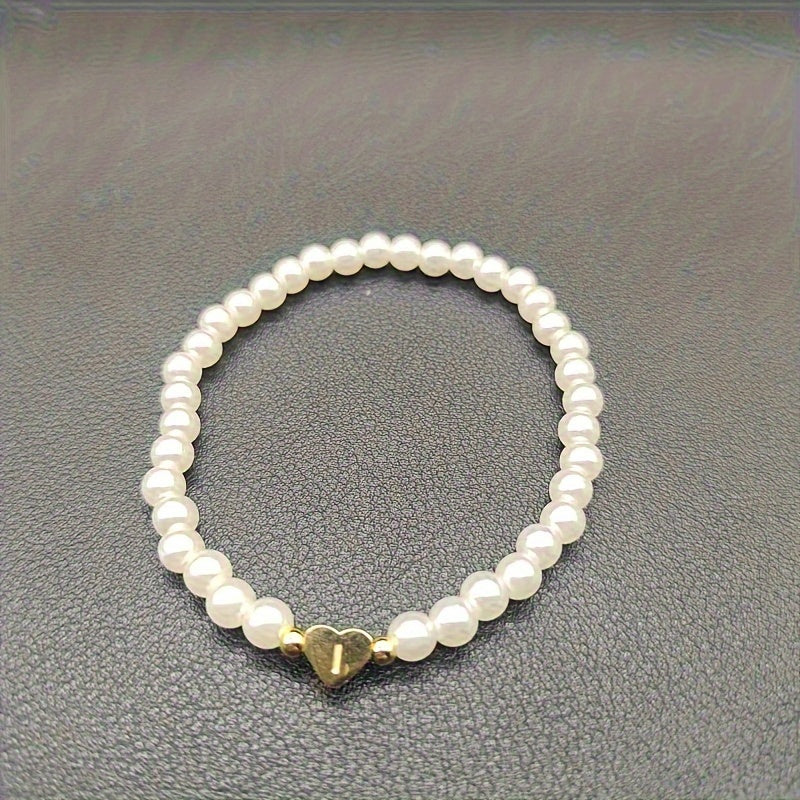 Chic Bracelet with Heart Initial A to Z