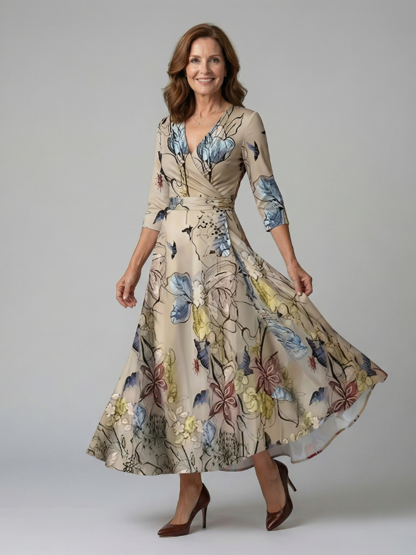 Collared Wrap Midi Dress