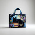 Artisan Tote Bag Black Cat on Books - Style 3