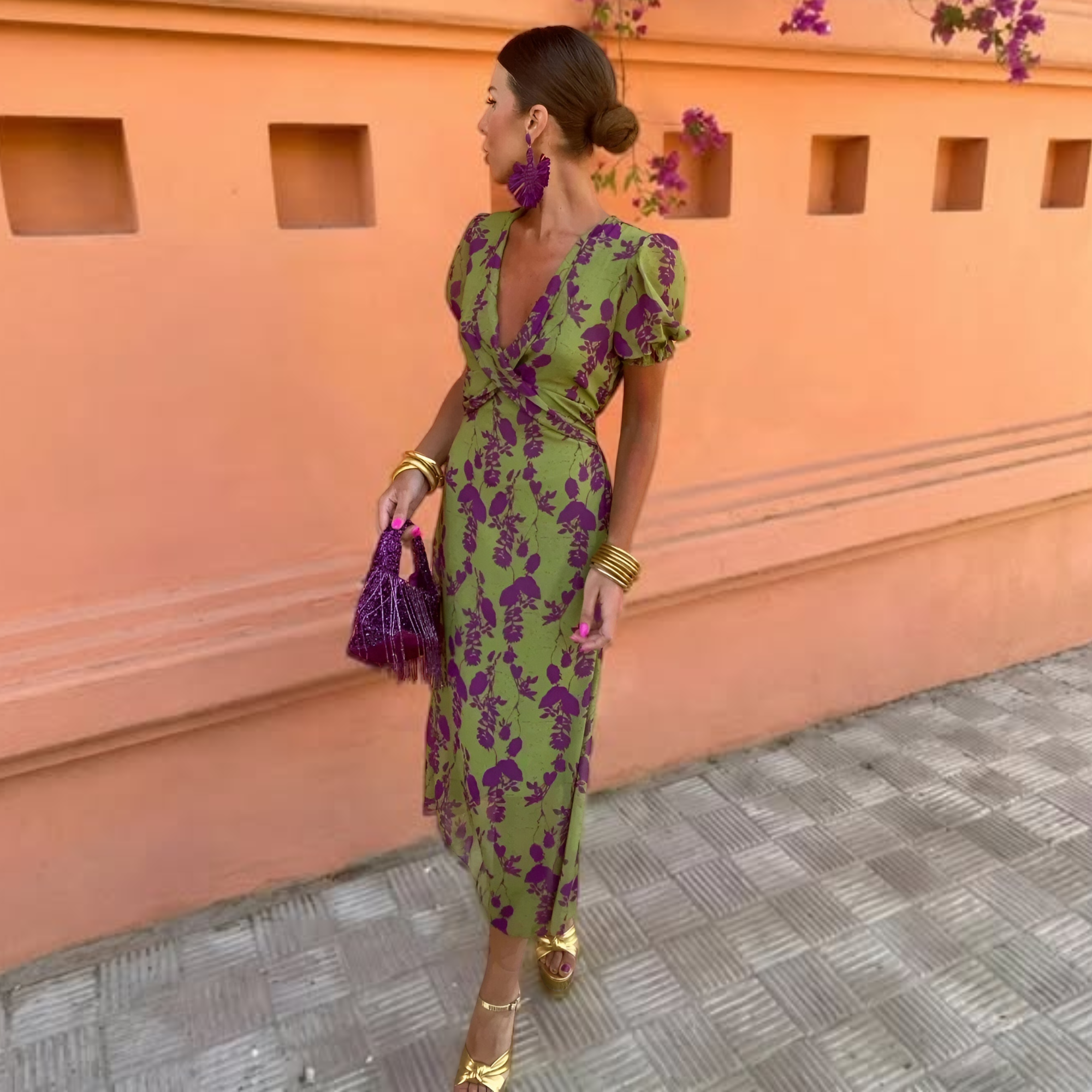 Midi Dress with Elegant Print