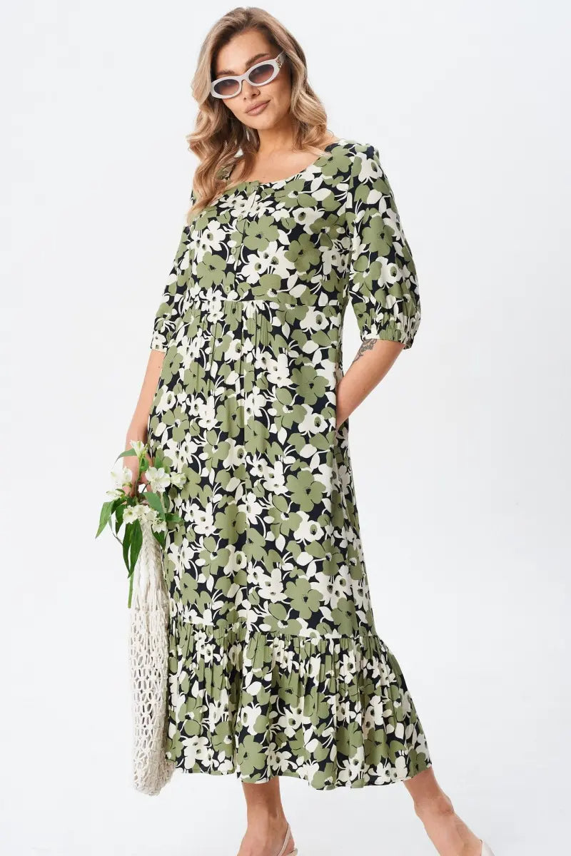 Elegant Feminine Floral Midi Dress