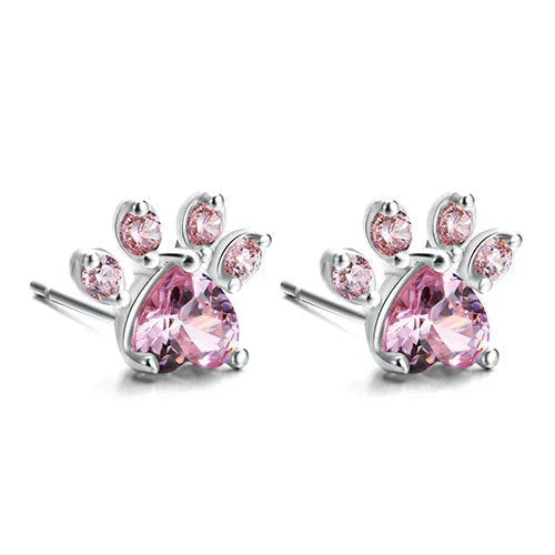 Four Piece Jewelry Set with Zirconia Paw and Heart
