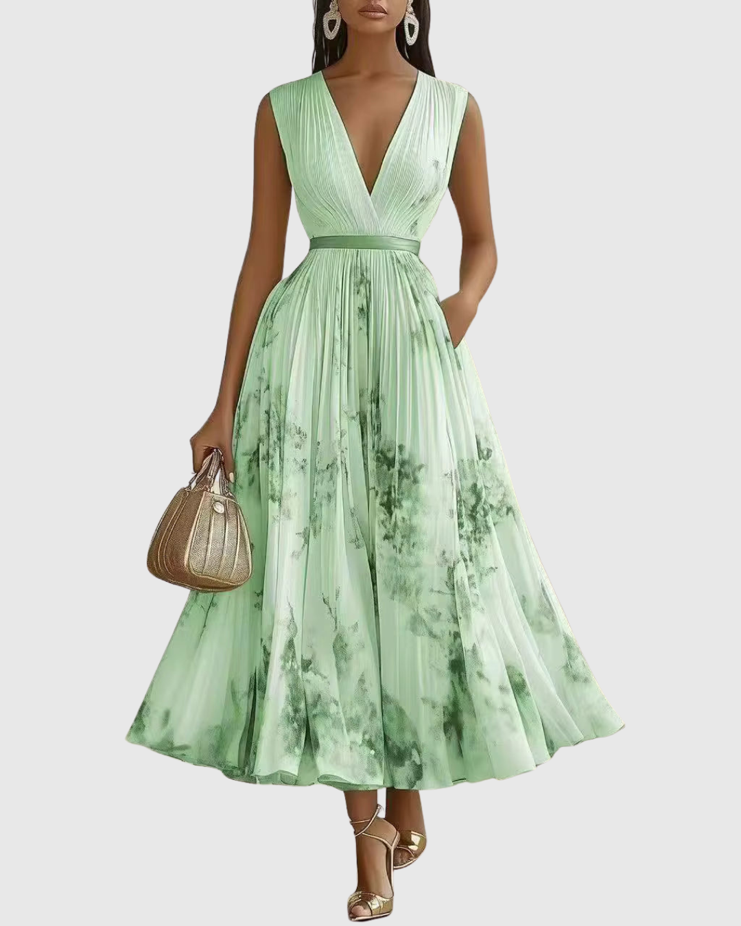 Elegant Pleated Maxi Dress