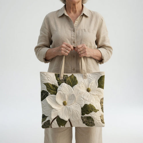 Artisan Tote Bag Elegant White Lilies