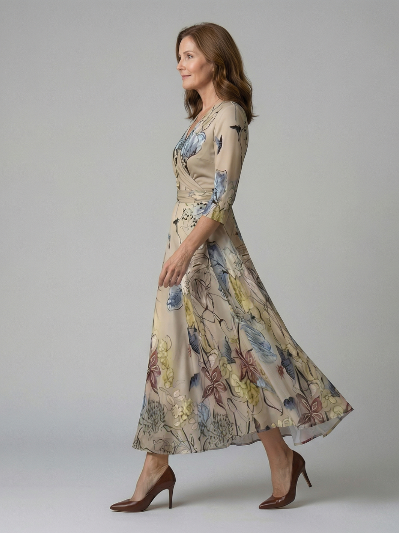 Collared Wrap Midi Dress