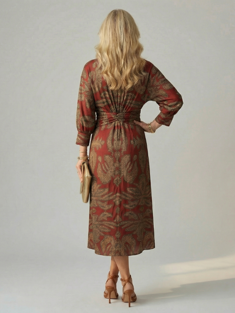 Natural Wrap Midi Dress