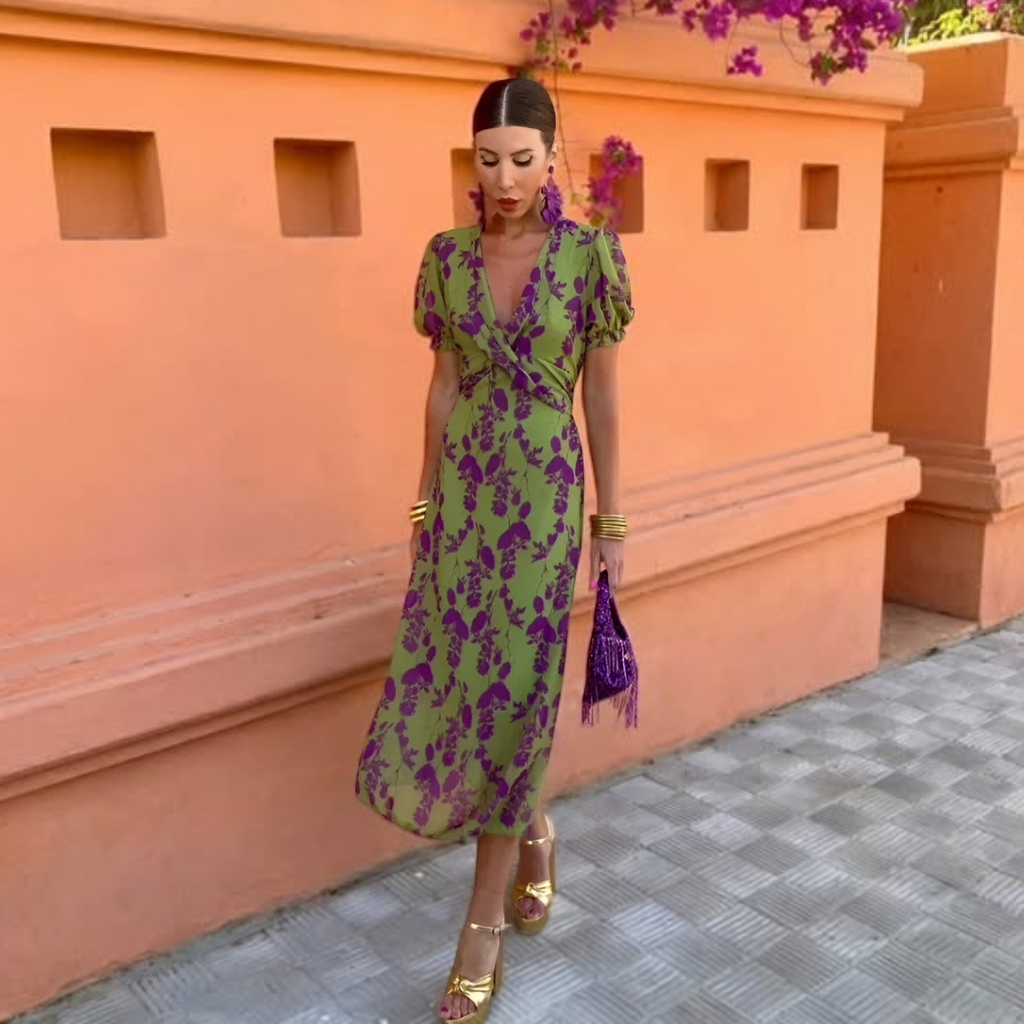Midi Dress with Elegant Print