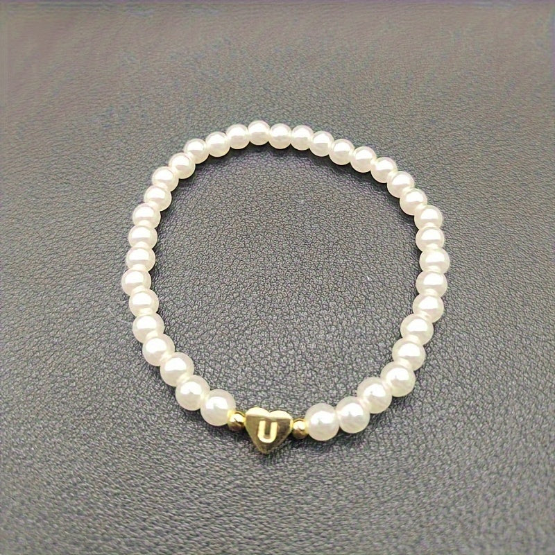 Chic Bracelet with Heart Initial A to Z