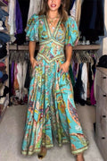 Refined Maxi Dress with Puff Sleeves