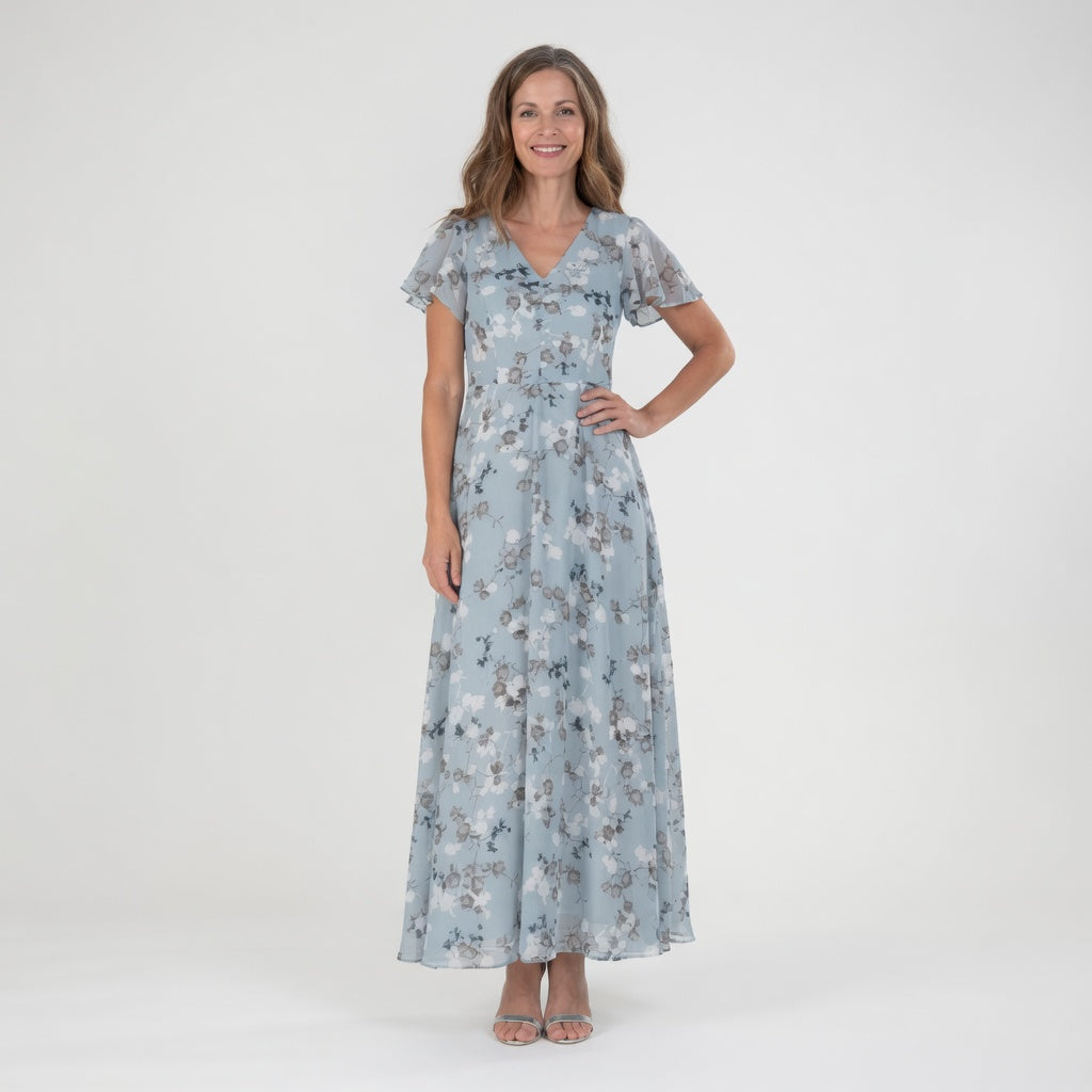 Floral Chiffon Maxi Dress