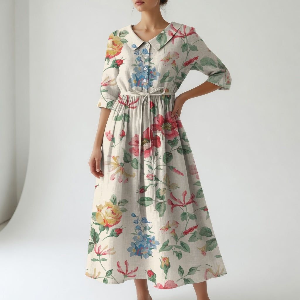 Elegant Floral Dress - Multicolor
