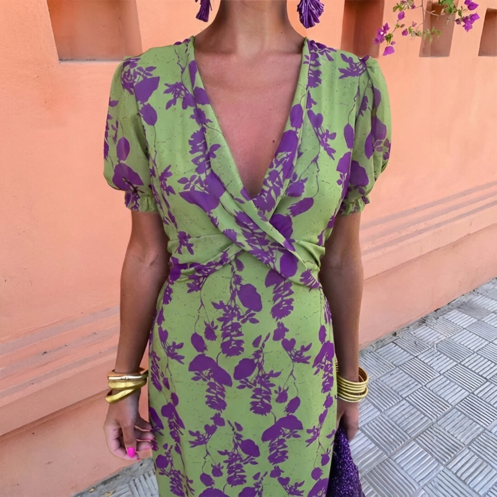 Midi Dress with Elegant Print