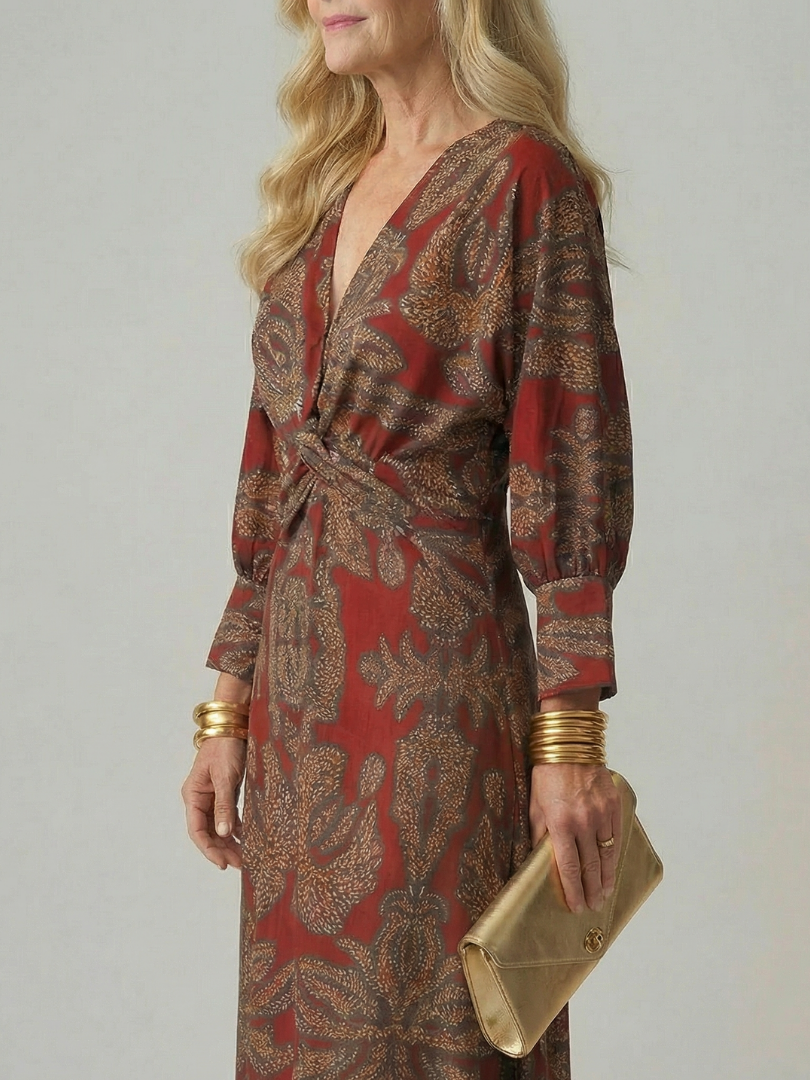Natural Wrap Midi Dress