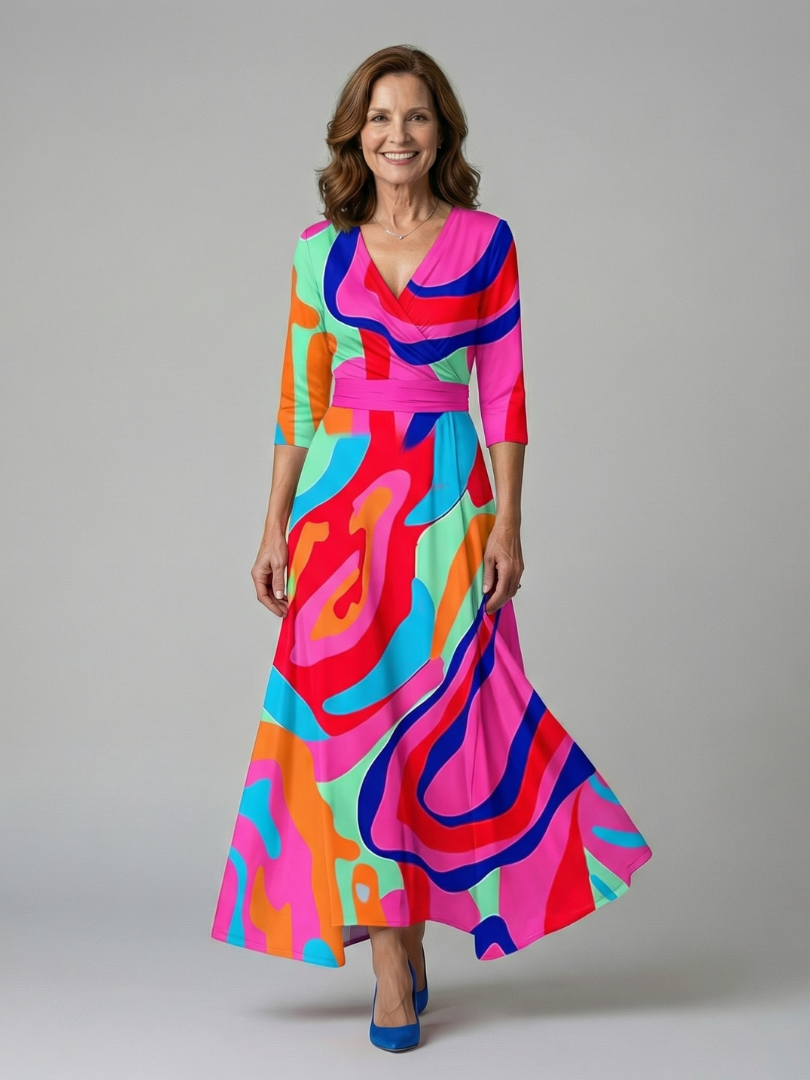 Collared Wrap Midi Dress
