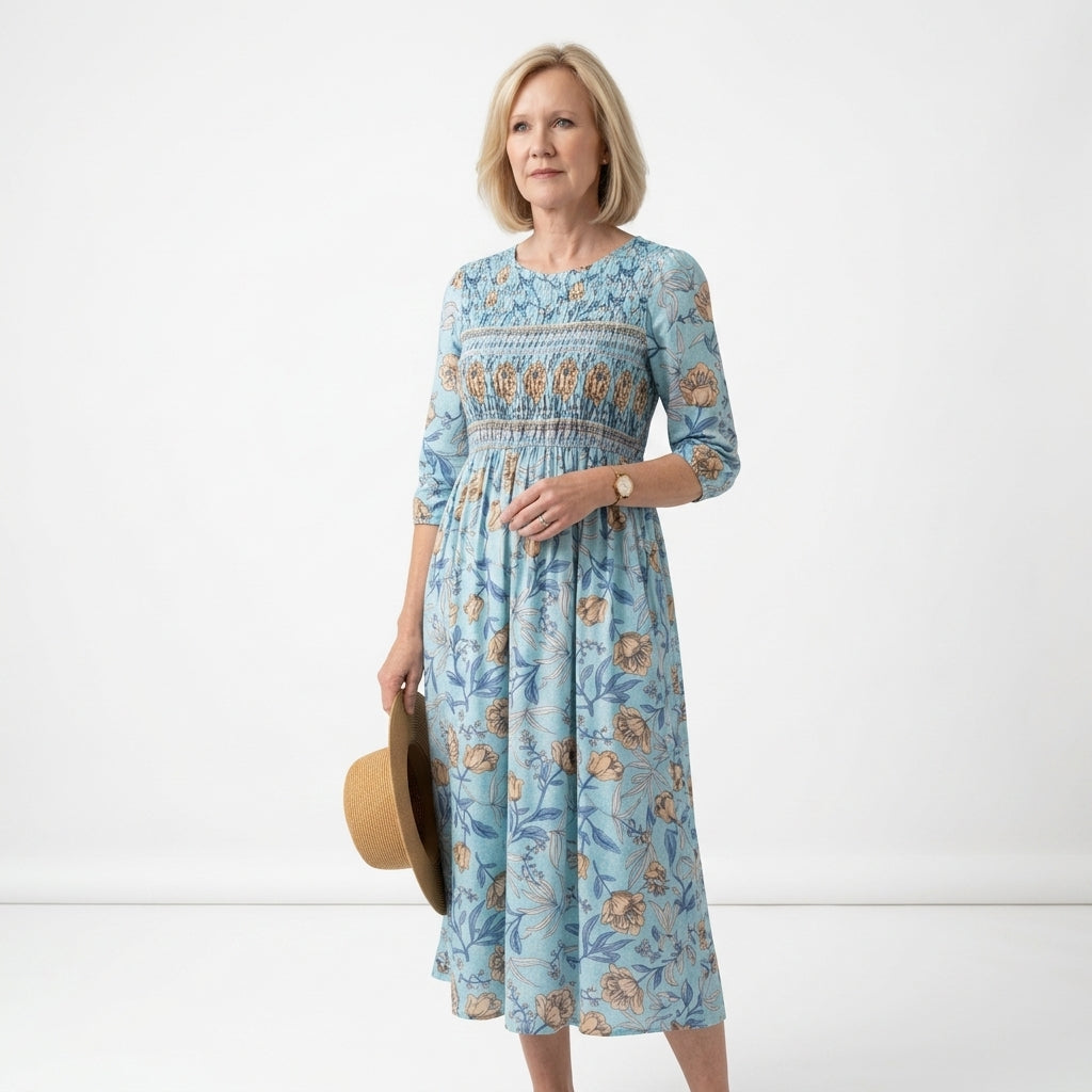 Casual Floral Midi Dress - Halia
