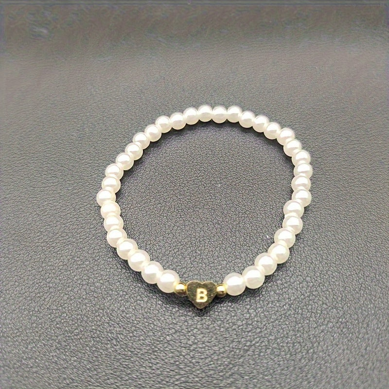 Chic Bracelet with Heart Initial A to Z
