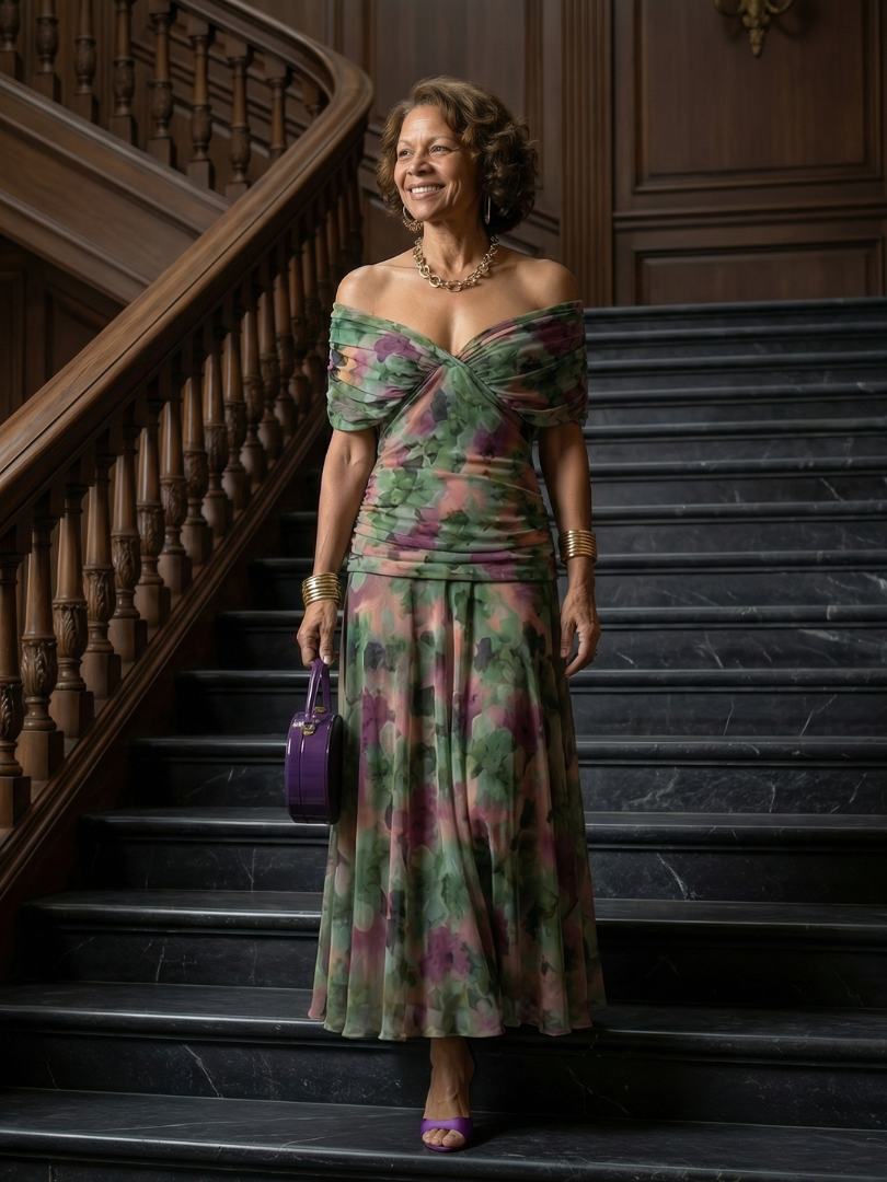 Casual Off Shoulder Midi Dress