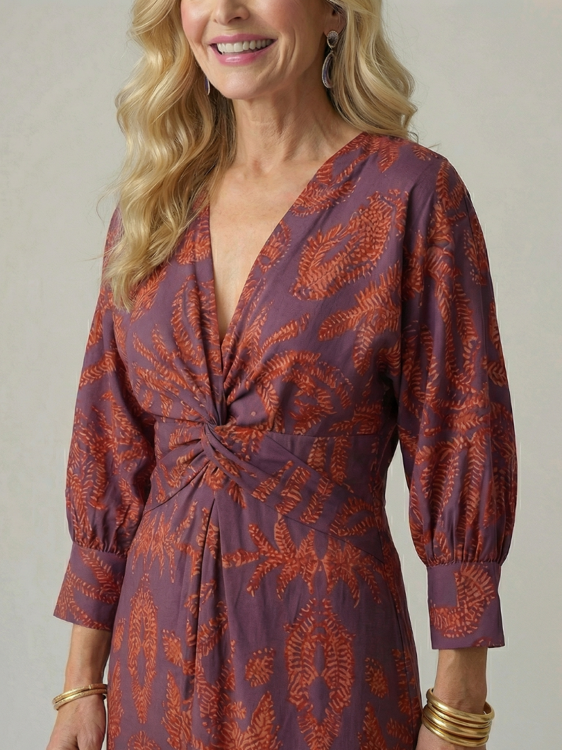 Natural Wrap Midi Dress