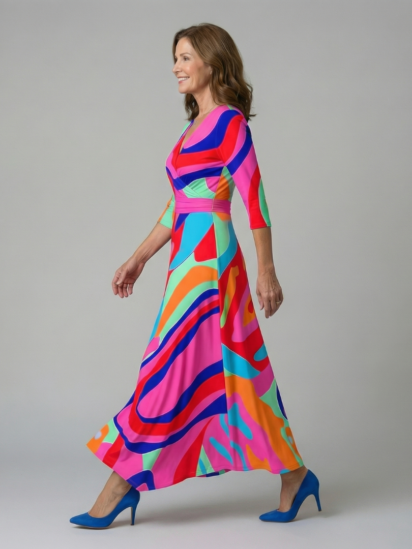 Collared Wrap Midi Dress