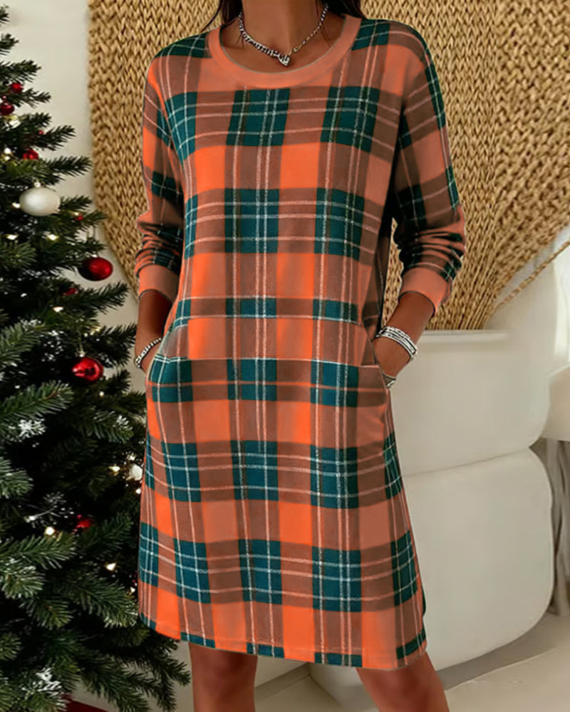 Warm Checked Shift Dress for Cool Days