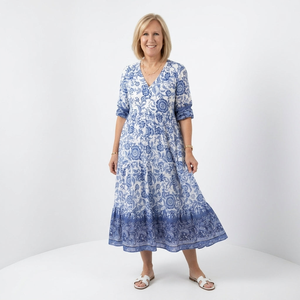 Soft Floral Midi Dress