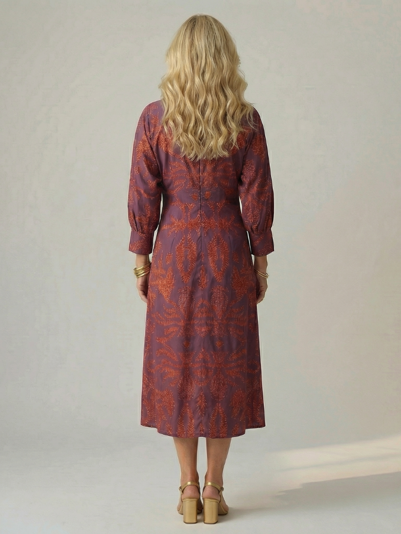 Natural Wrap Midi Dress