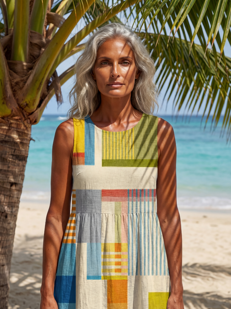 Colorful Casual Midi Dress