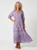 Printed Tie Front Midi Dress