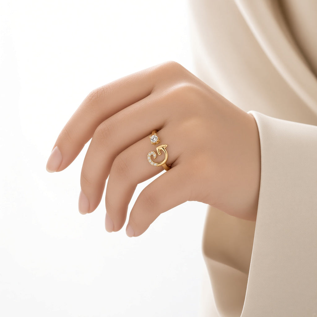 Personalized Initial Heart Ring
