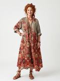 Casual Mixed Print Midi Dress with Pockets