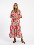 Short Sleeve V Neck Midi Dress with Paisley Print