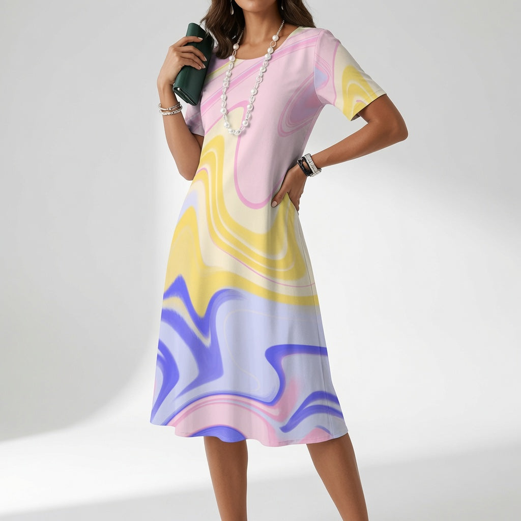 Printed Flowy Dress Artistic Elegance