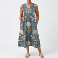 Casual Floral Midi Dress - Blue