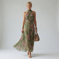 Midi Dress with Gathered Halter Neckline - Mireille