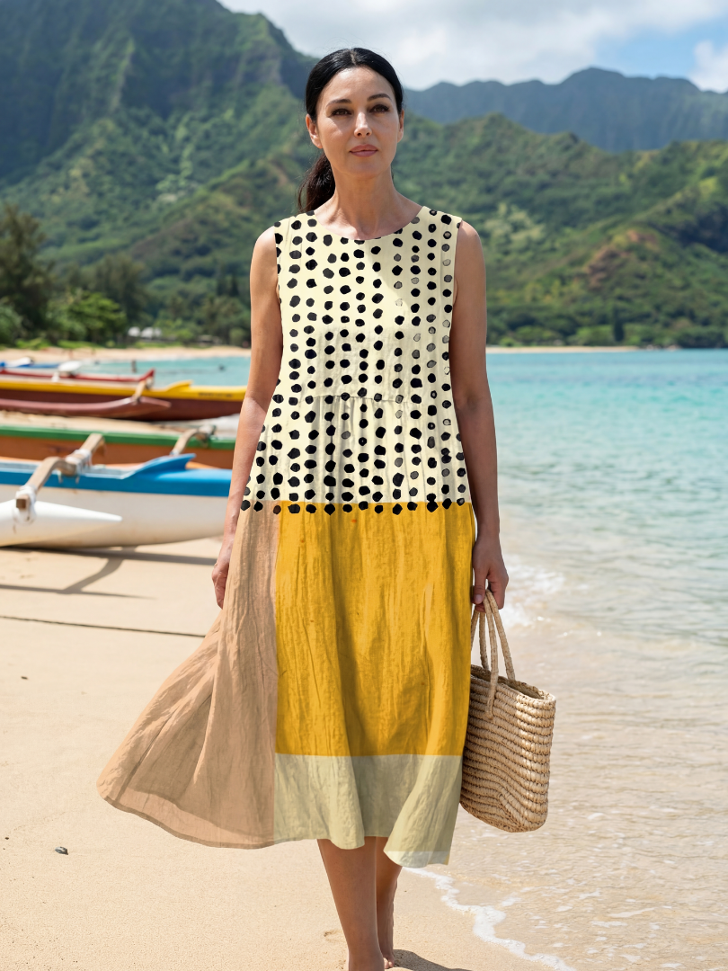 Lightweight Polka Dot Midi Dress