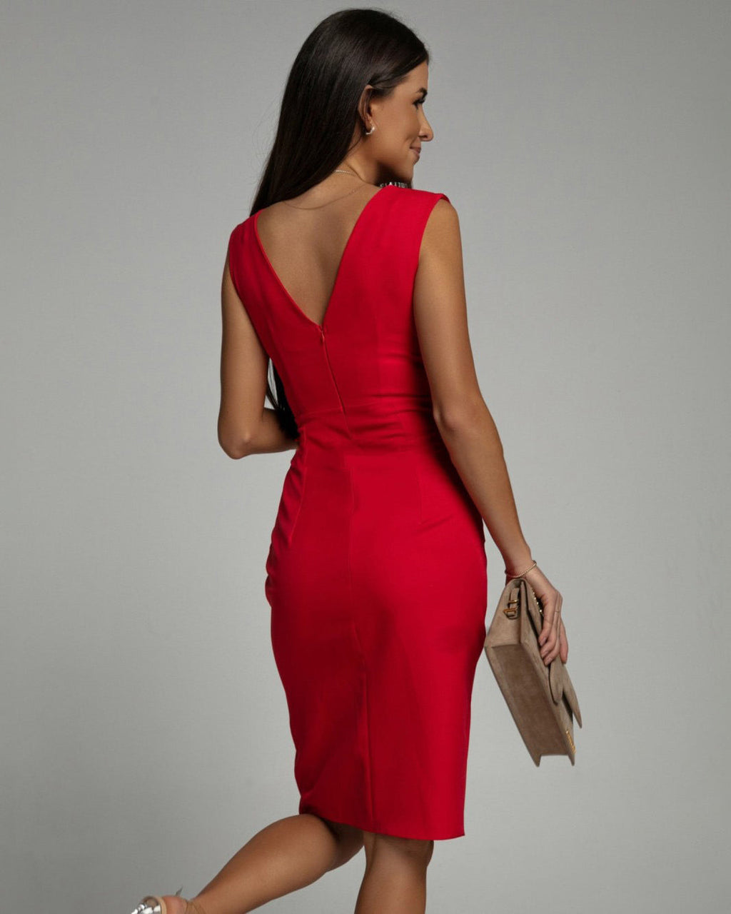 Elegant Draped Dress with Sculpting Silhouette