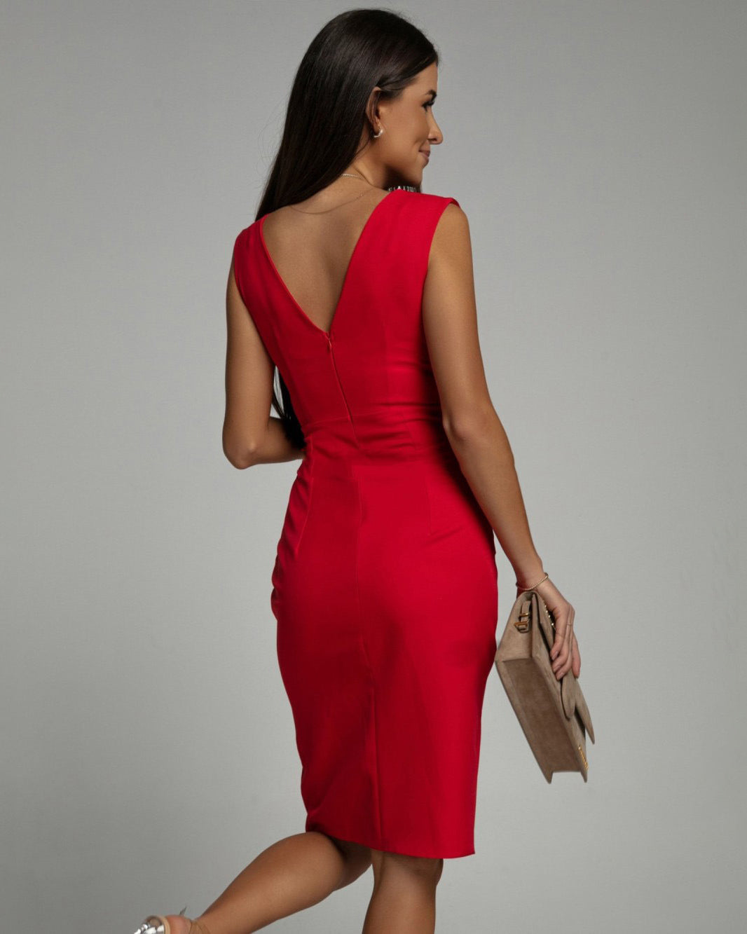 Elegant Draped Dress with Sculpting Silhouette