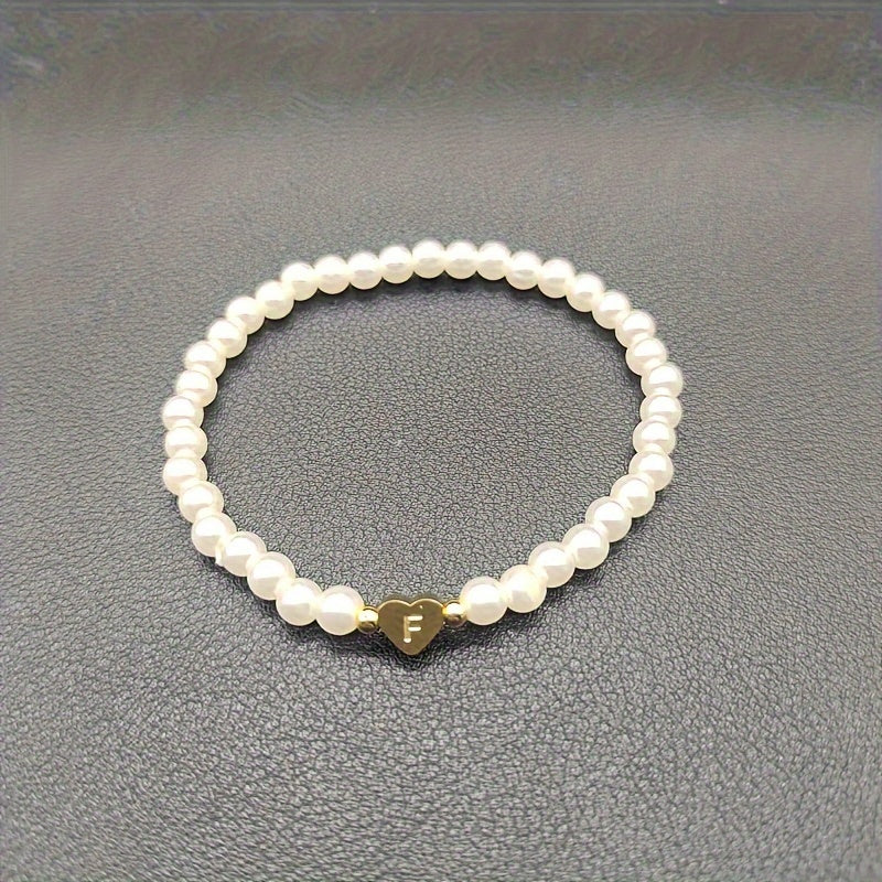 Chic Bracelet with Heart Initial A to Z