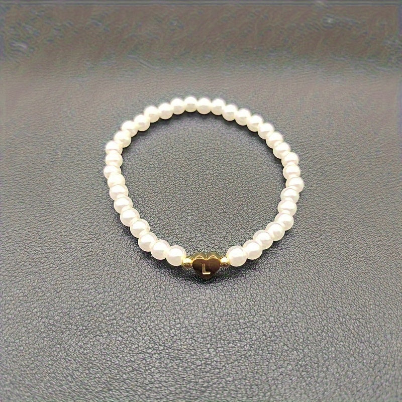 Chic Bracelet with Heart Initial A to Z