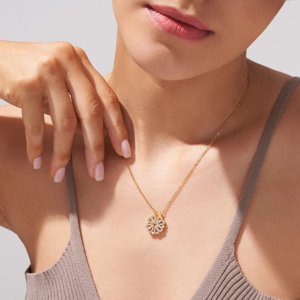 Clover Pendant Crystal Necklace with Gift Box